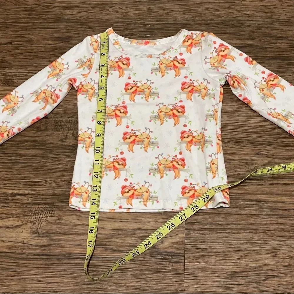 Charlie’s Project Sloth Christmas Holiday Pajamas White Orange Red Size 2T